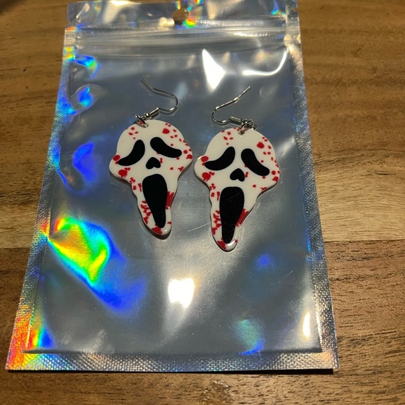 Jewelry - Ghost Face White and Black Earrings